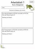 Vorschau - Arbeitsblätter - Sachaufgaben mit Zeit Klasse 4 | Mathematik Klasse 4 | 10 Arbeitsblätter als PDF - Seite 1