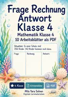 Vorschau - Arbeitsblätter - Frage Rechnung Antwort Klasse 4 | Mathematik Klasse 4 | 10 Arbeitsblätter als PDF - Deckblatt