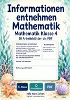 Vorschau - Arbeitsblätter - Informationen entnehmen Mathematik | Mathematik Klasse 4 | 10 Arbeitsblätter als PDF - Deckblatt
