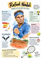 Vorschau - Arbeitsblätter - Lernplakat + AB mit Fragen zum Thema "Rafael Nadal" + Lösungsblatt + Infografik - Deckblatt