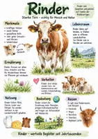 Vorschau - Arbeitsblätter - Lernplakat + AB mit Fragen zum Thema "Rinder" + Lösungsblatt + Infografik - Deckblatt