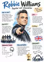 Vorschau - Arbeitsblätter - Lernplakat + AB mit Fragen zum Thema "Robbie Williams" + Lösungsblatt + Mindmap + Infografik - Deckblatt