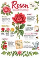 Vorschau - Arbeitsblätter - Lernplakat + AB mit Fragen zum Thema "Rosen" + Lösungsblatt + Infografik - Deckblatt