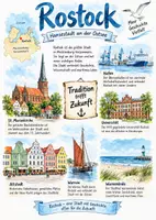 Vorschau - Arbeitsblätter - Lernplakat + AB mit Fragen zum Thema "Rostock" + Lösungsblatt + Infografik - Deckblatt