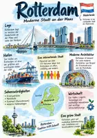 Vorschau - Arbeitsblätter - Lernplakat + AB mit Fragen zum Thema "Rotterdam" + Lösungsblatt + Mindmap + Infografik - Deckblatt