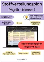 Vorschau - Lehrpläne/Lehrermaterial - Stoffverteilungsplan Physik – Klassen 7 (SJ 2026/27) BW - Deckblatt