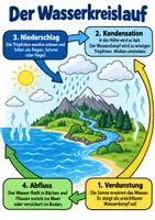 Vorschau - Poster - Der Wasserkreislauf - Lernposter, Merkblatt und Lernhilfe - Deckblatt