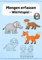 Vorschau - Arbeitsblätter - Mengen erfassen - Würfelspiel (inkl. Klassentierversionen: Elefant, Otter, Fuchs, Löwe, Giraffe, Koala) - Deckblatt