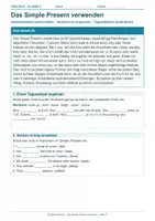 Vorschau - Arbeitsblätter - Arbeitsblatt Englisch Klasse 5 – Simple Present verwenden - Deckblatt