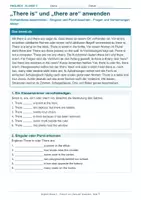 Vorschau - Arbeitsblätter - Arbeitsblatt Englisch Klasse 5 – There is und there are anwenden - Deckblatt