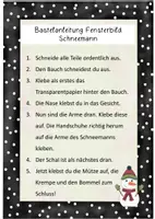 Vorschau - Mal- und Bastelvorlagen - Schneemann Bastelvorlage Fensterbild Kunststunde - Seite 2