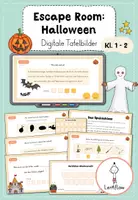 Vorschau - Spiele - Halloween Escape Room Grundschule, Digitale Tafelbilder mit Rätseln, Quiz & Bewegungspause, Klasse 1, Klasse 2 - Deckblatt
