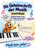 Vorschau - Arbeitsblätter - Die Geheimschrift der Musik – Noten lesen lernen | Arbeitsblatt zum Film „Spielend Noten lernen“ | Klasse 3–6 - Deckblatt