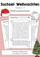 Vorschau - Arbeitsblätter - Suchsel: Weihnachten (Buchstabengitter) Lesespiel | Klasse 2, 3, 4 - Deckblatt