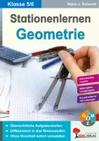 Vorschau - Arbeitsblätter - Stationenlernen Geometrie Klasse 5-6 | Mathematik Sekundarstufe | Winkel, Flächen, Körper, Symmetrie | differenzierte Arbeitsblätter Kopiervorlagen in 3 Niveaus mit Lösungen - Deckblatt