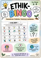 Vorschau - Arbeitsblätter - Ethik-Bingo Klasse 6–8 | Kennenlernspiel für Ethik & Religionsunterricht | Arbeitsblatt - Deckblatt