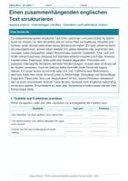 Vorschau - Arbeitsblätter - Arbeitsblatt Englisch Klasse 7 – Zusammenhängenden englischen Text strukturieren - Deckblatt
