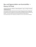 Vorschau - Klassenarbeiten - Klausur Chemie: Bau und Eigenschaften von Kunststoffen - Seite 1