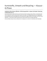 Vorschau - Klassenarbeiten - Klausur Chemie Q-Phase: Kunststoffe und Recycling - Seite 1