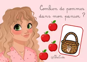 Aperçu - Feuilles d'exercices - Combien de pommes dans mon panier ? - Page 1