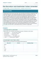 Vorschau - Arbeitsblätter - Arbeitsblatt Englisch Klasse 8 – Das Gerundium nach bestimmten Verben verwenden - Deckblatt