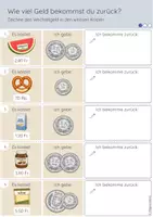 Vorschau - Arbeitsblätter - Wechselgeld berechnen - Schweizer Währung 🇨🇭 - Seite 2