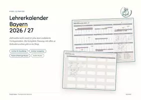 Vorschau - Lehrpläne/Lehrermaterial - Lehrerkalender Bayern 2026/27 Muster - Deckblatt