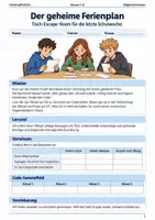 Vorschau - Spiele - Der geheime Ferienplan Escape Room Klasse 5 bis 8 letzte Schulwoche Vertretungsstunde - Deckblatt