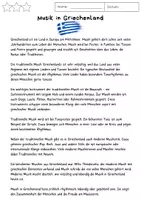 Vorschau - Arbeitsblätter - Musik in Griechenland - Deckblatt