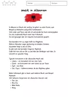 Vorschau - Arbeitsblätter - Musik in Albanien - Deckblatt
