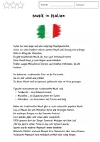 Vorschau - Arbeitsblätter - Musik in Italien - Deckblatt