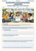 Vorschau - Arbeitsblätter - Gesellschaft und Zusammenleben wiederholen Arbeitsheft Klasse 5 bis 6 Schulstart Regeln Rollen Verantwortung - Deckblatt