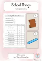 Vorschau - Arbeitsblätter - School Things – Lesespaziergang | Englisch Grundschule - Deckblatt