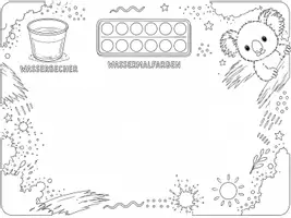 Vorschau - Mal- und Bastelvorlagen - Bastelunterlage A3 | Malunterlage im Aquarell-Design mit Koala - Deckblatt