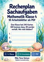 Vorschau - Arbeitsblätter - Rechenplan Sachaufgaben | Mathematik Klasse 4 | 10 Arbeitsblätter als PDF - Deckblatt