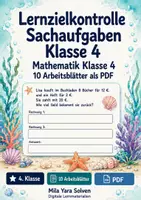 Vorschau - Arbeitsblätter - Lernzielkontrolle Sachaufgaben Klasse 4 | Mathematik Klasse 4 | 10 Arbeitsblätter als PDF - Deckblatt