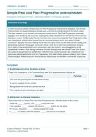 Vorschau - Arbeitsblätter - Arbeitsblatt Englisch Klasse 8 – Simple Past und Past Progressive unterscheiden - Deckblatt