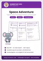 Vorschau - Arbeitsblätter - Englisch Klasse 4: Space Adventure - Rakete und Planeten - Deckblatt
