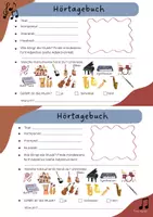 Vorschau - Arbeitsblätter - Hörtagebuch, Songtagebuch - Musik hören und beschreiben - Seite 1
