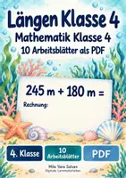 Vorschau - Arbeitsblätter - Längen Klasse 4 | Mathematik Klasse 4 | 10 Arbeitsblätter als PDF - Deckblatt