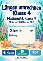 Vorschau - Arbeitsblätter - Längen umrechnen Klasse 4 | Mathematik Klasse 4 | 10 Arbeitsblätter als PDF - Deckblatt
