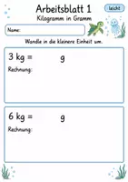 Vorschau - Arbeitsblätter - Gewichte umrechnen Klasse 4 | Mathematik Klasse 4 | 10 Arbeitsblätter als PDF - Seite 1