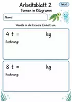 Vorschau - Arbeitsblätter - Gewichte umrechnen Klasse 4 | Mathematik Klasse 4 | 10 Arbeitsblätter als PDF - Seite 2