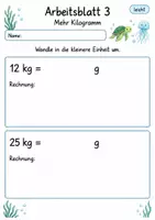 Vorschau - Arbeitsblätter - Gewichte umrechnen Klasse 4 | Mathematik Klasse 4 | 10 Arbeitsblätter als PDF - Seite 3