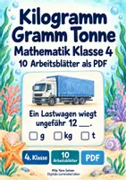 Vorschau - Arbeitsblätter - Kilogramm Gramm Tonne | Mathematik Klasse 4 | 10 Arbeitsblätter als PDF - Deckblatt