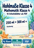 Vorschau - Arbeitsblätter - Hohlmaße Klasse 4 | Mathematik Klasse 4 | 10 Arbeitsblätter als PDF - Deckblatt