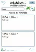 Vorschau - Arbeitsblätter - Hohlmaße Klasse 4 | Mathematik Klasse 4 | 10 Arbeitsblätter als PDF - Seite 1
