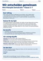 Vorschau - Spiele - Mini Planspiel Demokratie Entscheidung Klasse 5 bis 7 Politik - Deckblatt