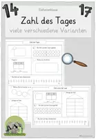 Vorschau - Arbeitsblätter - Zahl des Tages / Zahl unter der Lupe im ZR bis 20 - Deckblatt