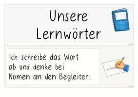 Vorschau - Präsentationen/Tafelbilder - Lernwörter Training - Ablauf Tafelkarte & Tischkarte - Seite 1